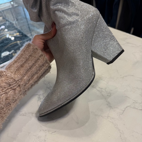 Stuart Weitzman Smashing Silver Disco High Heel Boots 39.5 - Picture 4 of 4